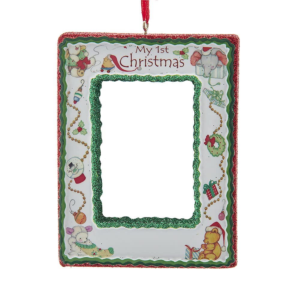 Kurt Adler My 1st Christmas Photo Frame Ornament, 4.25-inch, Multicolor
