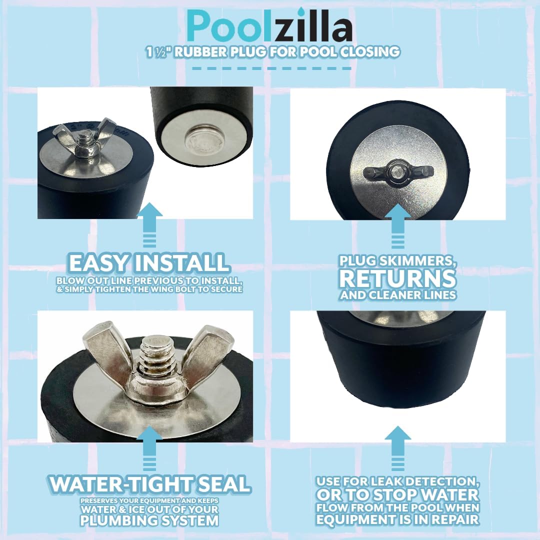 Poolzilla 1 1/2" Rubber Plug for Pool Closing, Return Line Skimmer Plug