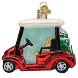 Old World Christmas Golf Cart Glass Blown Ornament for Christmas Tree, Handcrafted Holiday Decoration, Sport Collection