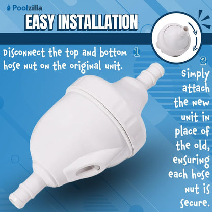 Poolzilla Back-Up Valve Replacement Kit, Compatible with Zodiac G52, and Polaris Zodiac Pool Cleaner Models, 3900 Sport, Vac-Sweep 280 and 380, 280 TankTrax, 180, 280, 380, 480 PRO