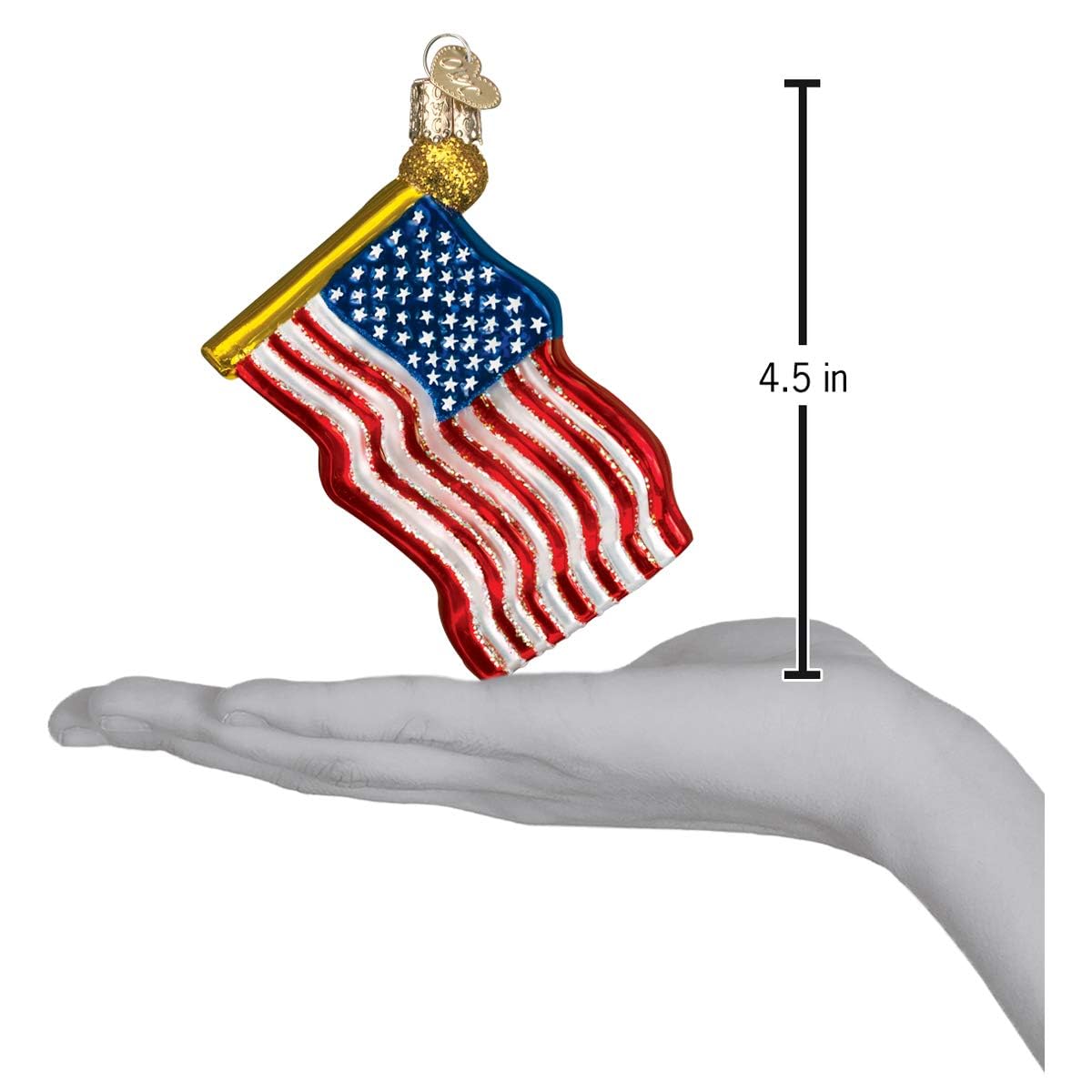 Old World Christmas Star-Spangled Banner Glass Blown Ornament for Christmas Tree, Handcrafted Holiday Decoration, USA Collection