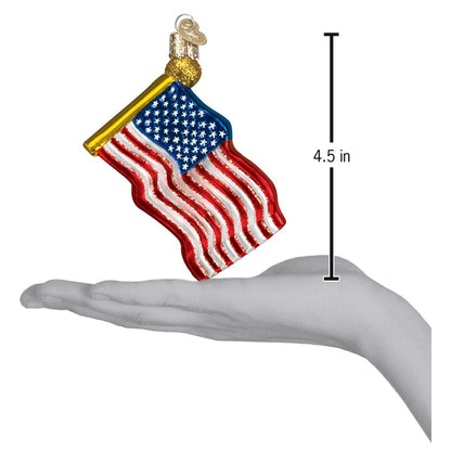 Old World Christmas Star-Spangled Banner Glass Blown Ornament for Christmas Tree, Handcrafted Holiday Decoration, USA Collection