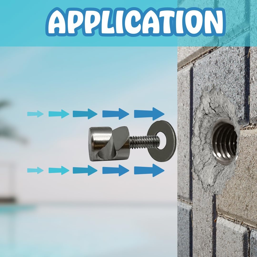 Poolzilla Stainless Steel Head for Wall Anchors - Screw for Pool Safety Cover Wall Anchors (Fits Poolzilla 3'' Wall Anchor)