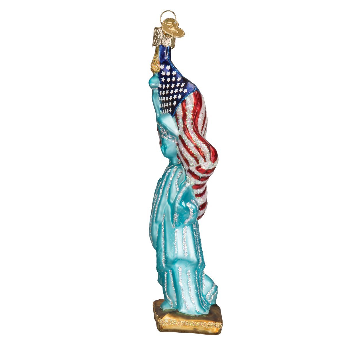 Old World Christmas Cities, Places and Landmarks Glass Blown Ornaments for Christmas Tree Statue of Liberty, 6.5, Multi Color