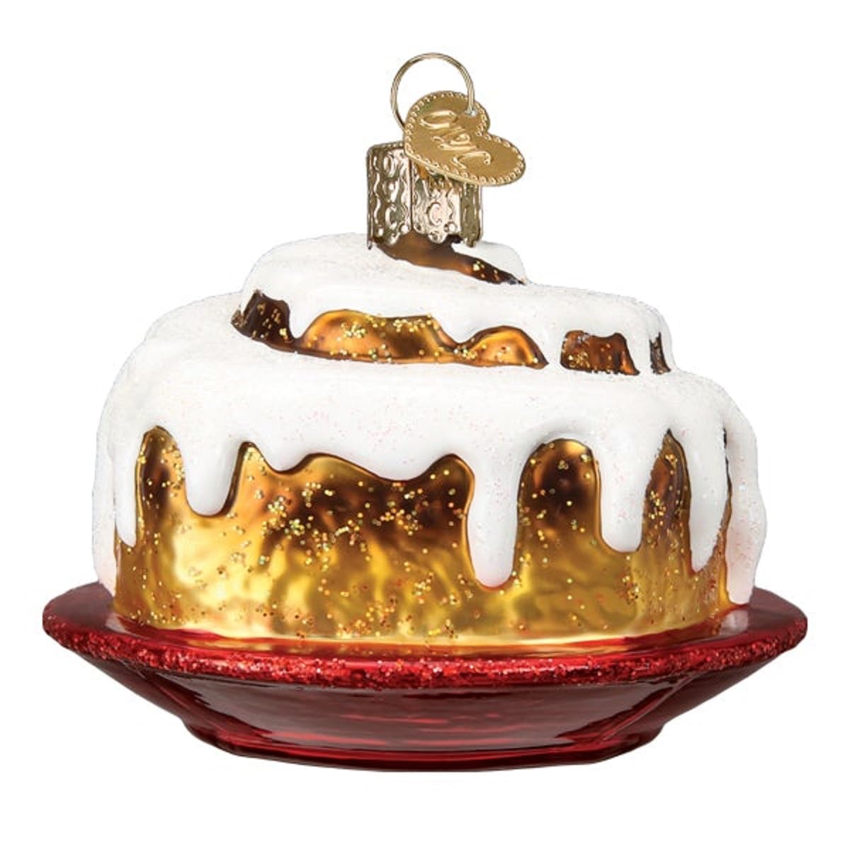 Old World Christmas Cinnamon Roll Glass Blown Ornament for Christmas Tree, Handcrafted Holiday Decoration, Dessert - Donut Collection