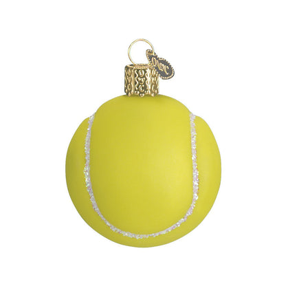 Old World Christmas Tennis Ball Glass Blown Ornament for Christmas Tree, Handcrafted Holiday Decoration, Sport Collection