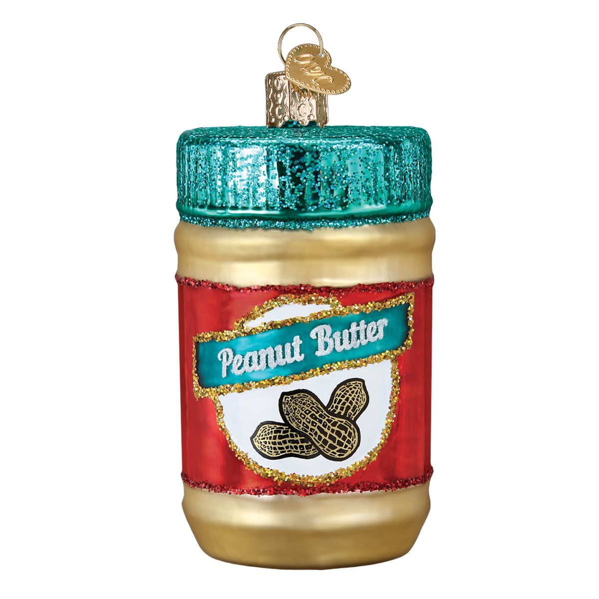 Old World Christmas Jar of Peanut Butter Glass Blown Ornament for Christmas Tree, Handcrafted Holiday Decoration, Food Collection