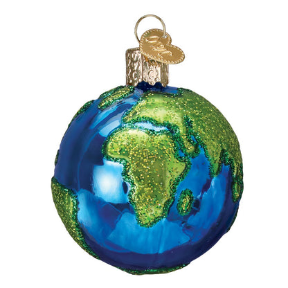Old World Christmas Planet Earth Glass Blown Ornament for Christmas Tree, Handcrafted Holiday Decoration, Outer Space Collection
