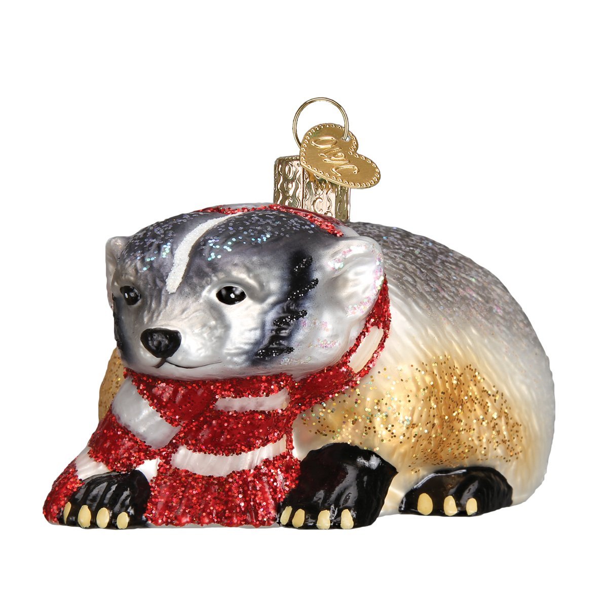 Old World Christmas Badger Glass Blown Ornament for Christmas Tree, Handcrafted Holiday Decoration, Wildlife Animal Collection