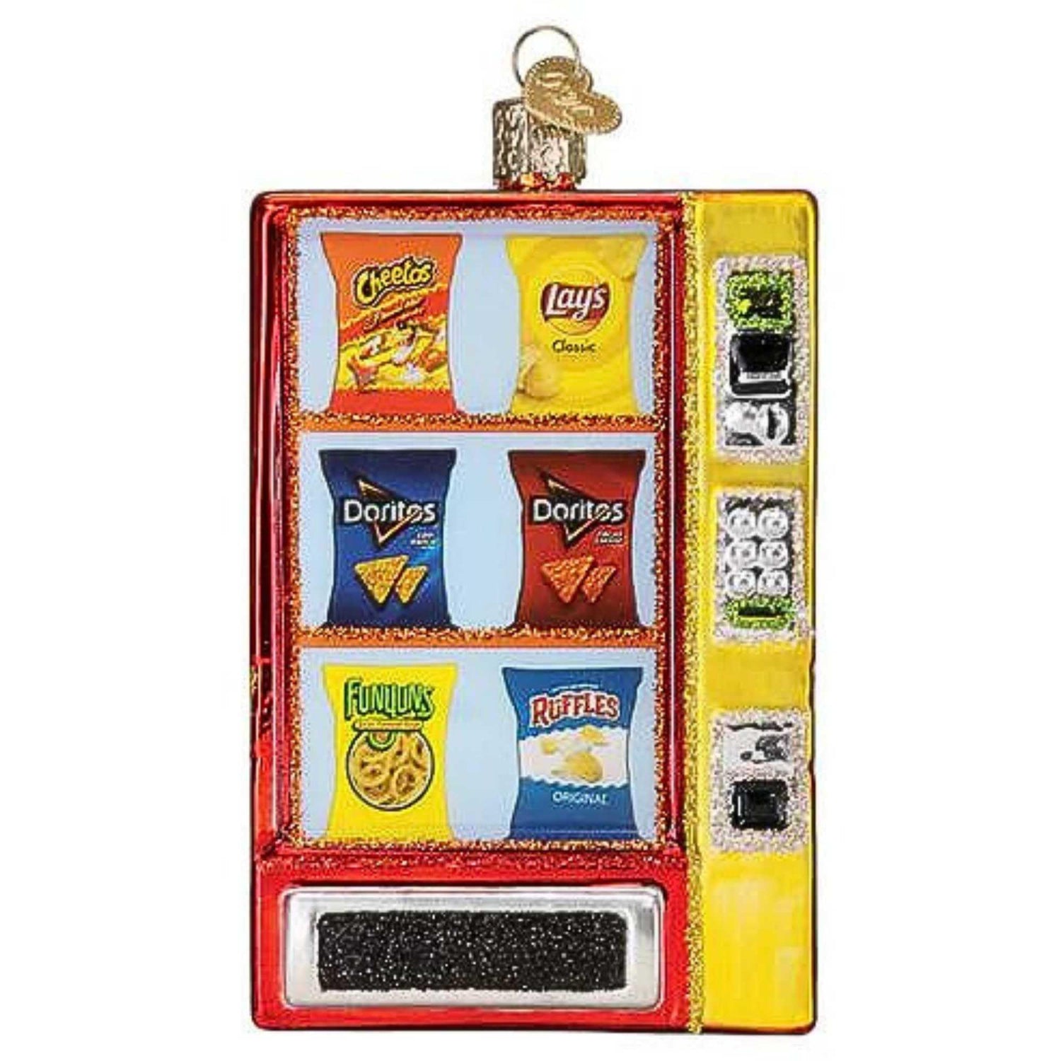 Old World Christmas Frito Lay Vending Machine Glass Blown Ornament for Christmas Tree, Handcrafted Holiday Decoration, Snacks Collection
