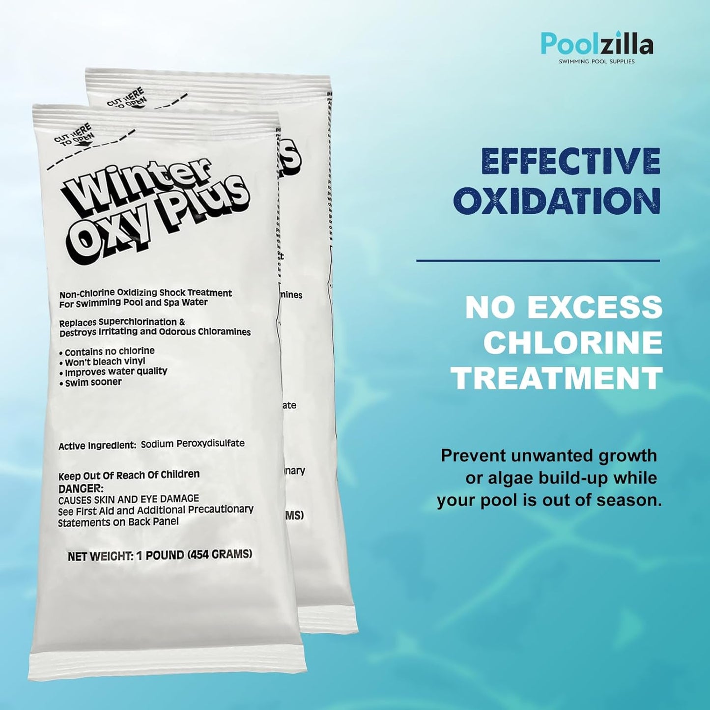 Poolzilla 24,000 Gallon Winterizing Kit, Includes 1 Qt. Winter Clarifier, 1 Qt. Winter Stain & Scale Control, 2 Lbs Winter Oxy Shock, 2 Lbs Winterizer