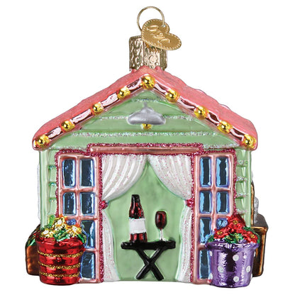 Old World Christmas She Shed Glass Blown Ornament for Christmas Tree, Handcrafted Holiday Decoration, Garden Collection