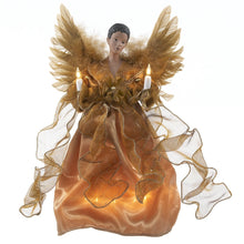 Kurt Adler Lighted Christmas Tree Treetop, 10-Lights, African American Angel, Gold, 13in