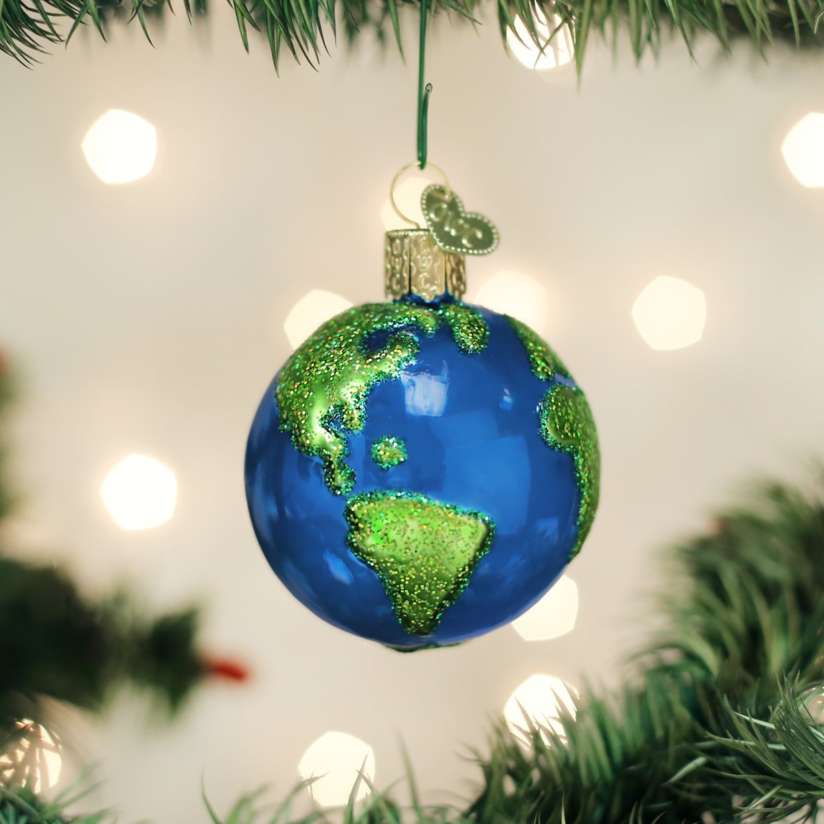 Old World Christmas Planet Earth Glass Blown Ornament for Christmas Tree, Handcrafted Holiday Decoration, Outer Space Collection