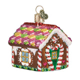 Old World Christmas Ornaments: Gingerbread Collection Glass Blown Ornaments for Christmas Tree, Gingerbread House, 20013, 2.25" x 2.25" x 2.25", Brown, Red, Green, White