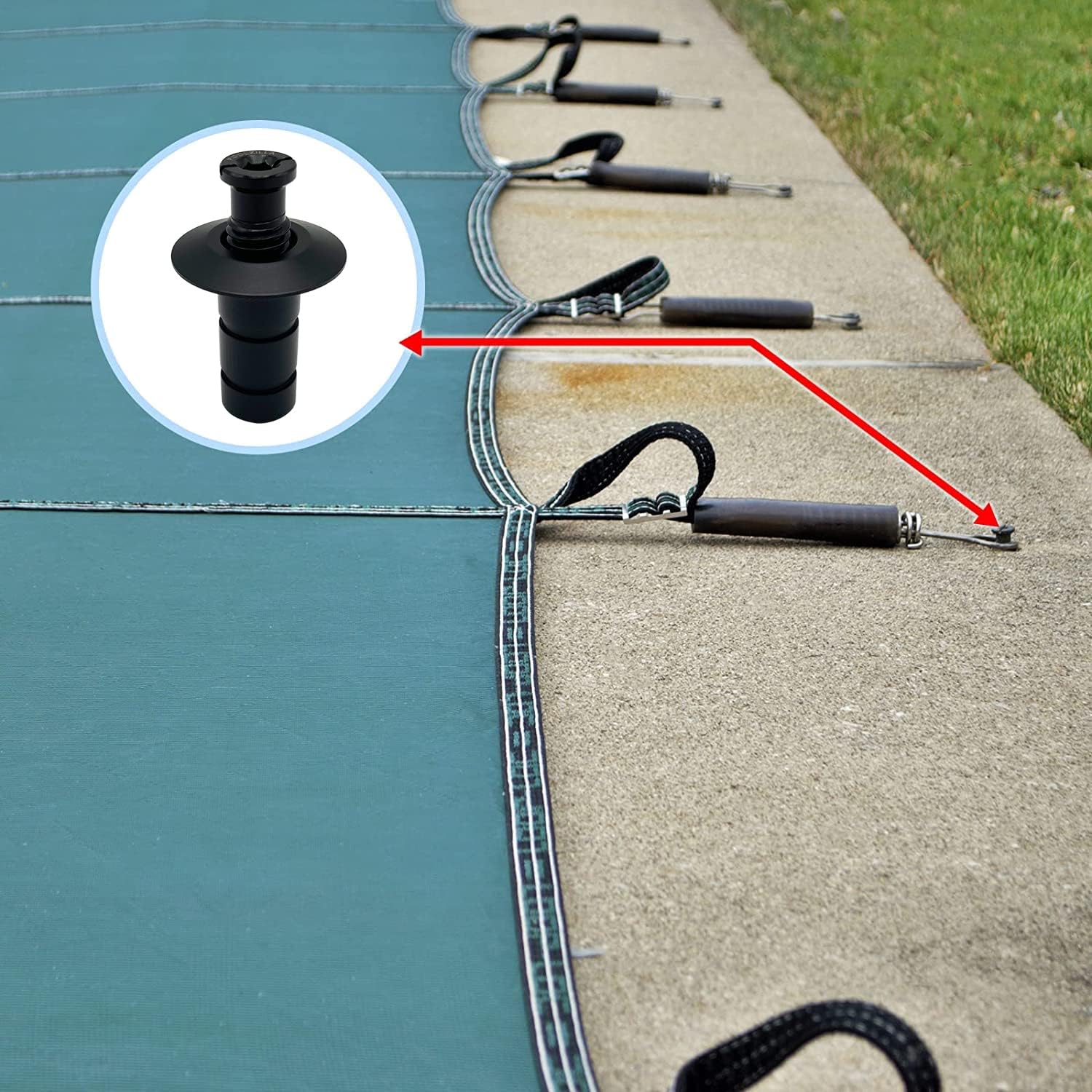 Poolzilla Matte Black Pool Safety Cover Anchors for Concrete and Pavers