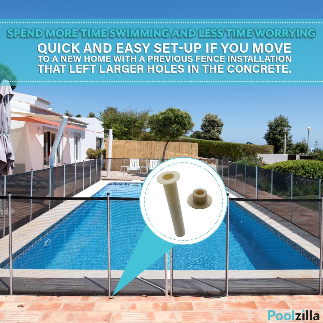 Poolzilla Tan Sleeve and Cap Set for Pool Safety Fence