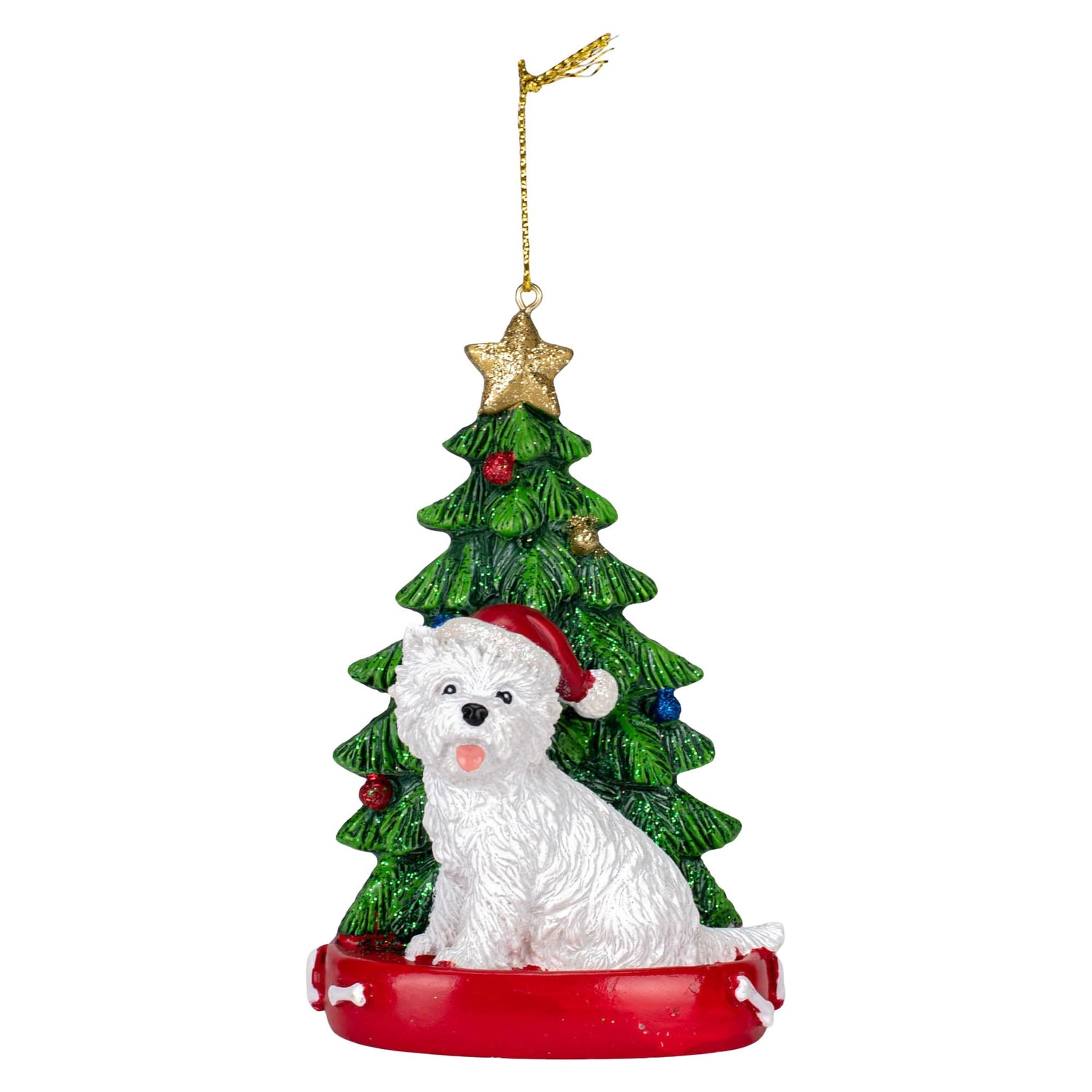 West Highland Terrier Wearing Santa Hat with Christmas Tree Ornament C7615WH New