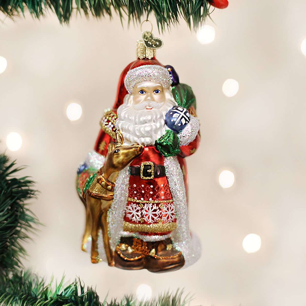 Old World Christmas Ornaments: Assortment of Santas Glass Blown Ornaments for Christmas Tree, Nordic Santa 5.5 Inches