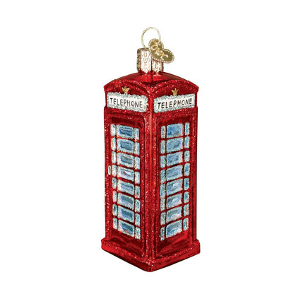 Old World Christmas Ornaments: Cities, Places and Landmarks Glass Blown Ornaments for Christmas Tree, English Phonebooth