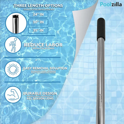 Poolzilla Stainless Steel Installation Rod for Safety Cover Springs (24", 30" or 35")