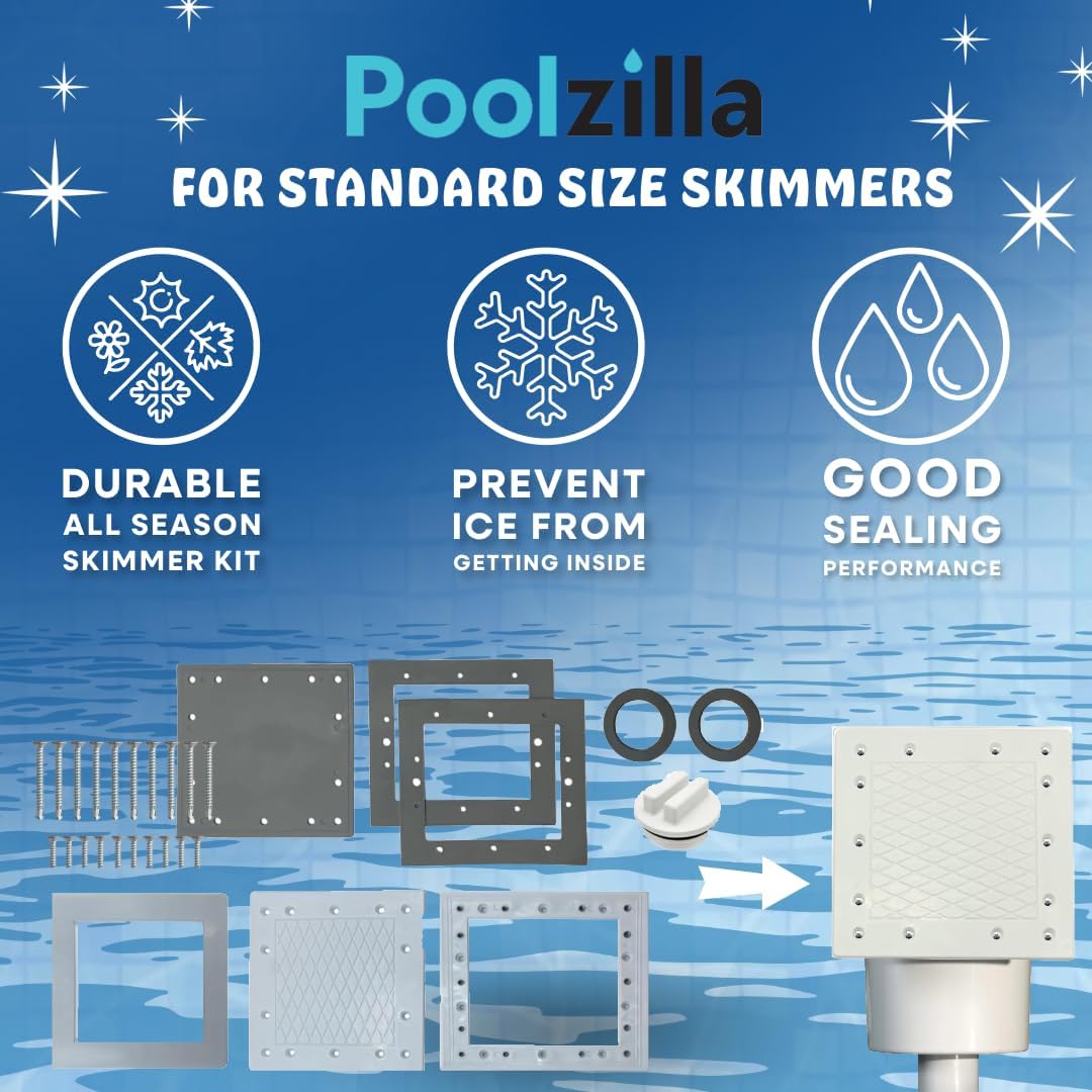 Poolzilla All Season Skimmer Kit for Above Ground Swimming Pools - Compatible with Hayward 1090, 1091, and Other Standard Size Skimmers - Pool Opening and Closing