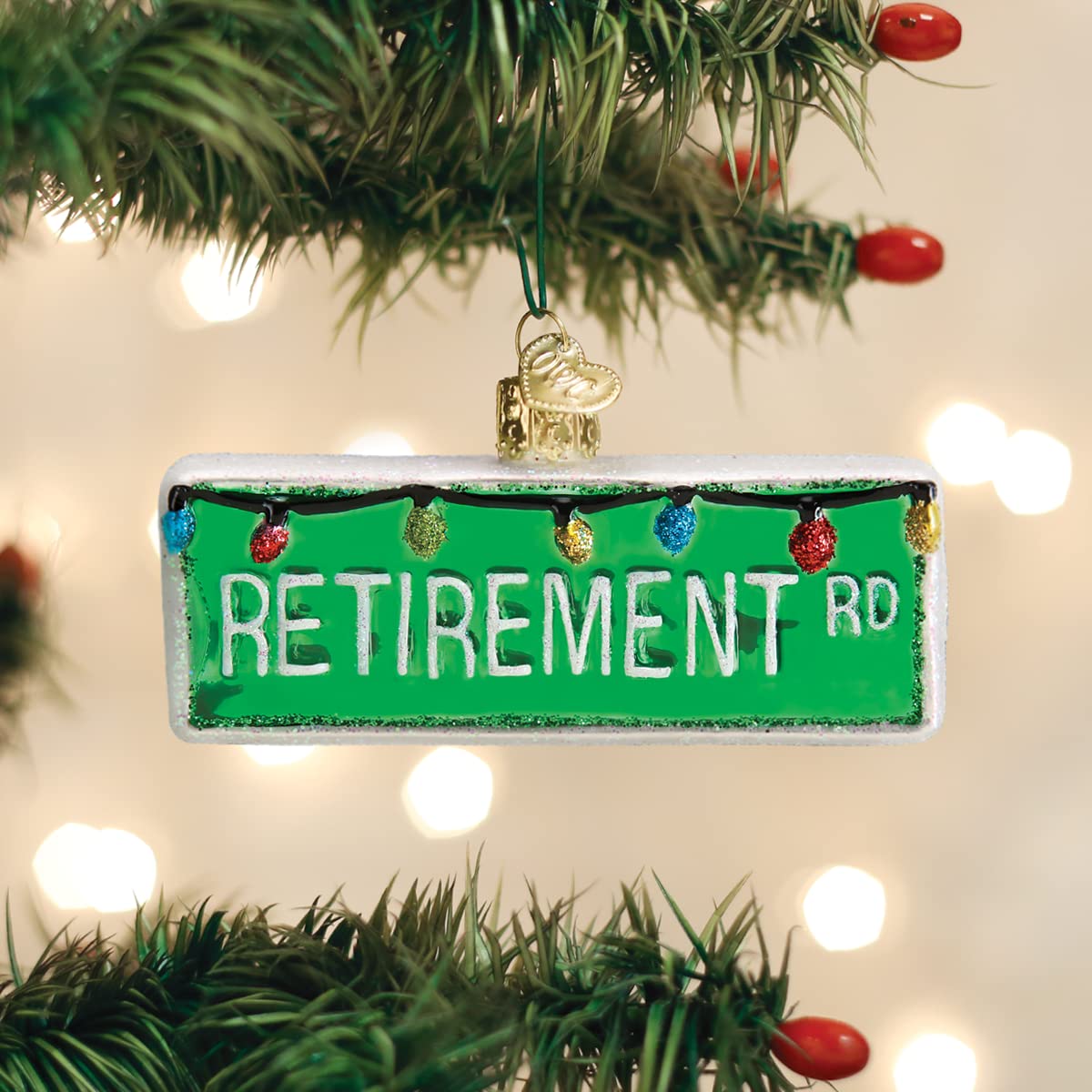 Old World Christmas Happy Retirement Glass Blown Ornament for Christmas Tree