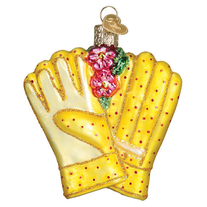 Old World Christmas Gardening Gloves Glass Blown Ornament for Christmas Tree, Handcrafted Holiday Decoration, Garden Collection