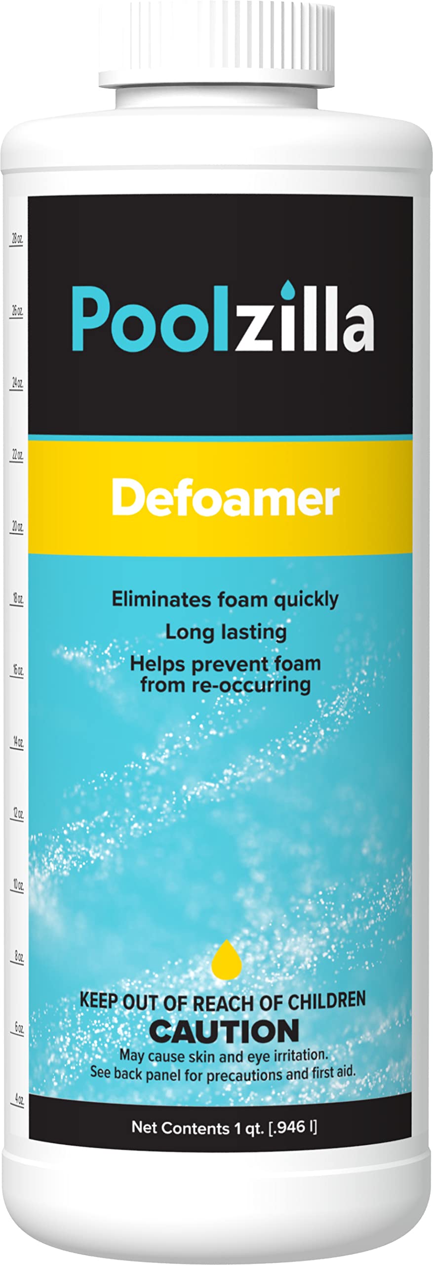 Poolzilla Pool Defoamer (1 QT) Eliminate Foam and Restore Water Clarity