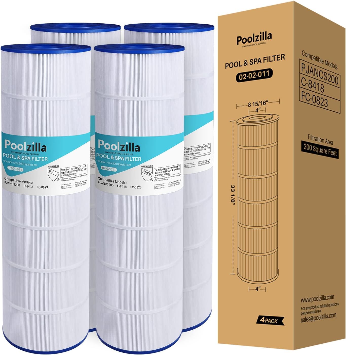 Poolzilla Replacement Pool Filter for Jandy CS200, PJANCS200, R0462400, Unicel C-8418, Filbur FC-0823, Aladdin 35002, 200