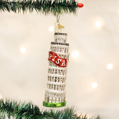 Old World Christmas Ornaments: Cities, Places and Landmarks Glass Blown Ornaments for Christmas Tree, Leaning Tower of Pisa