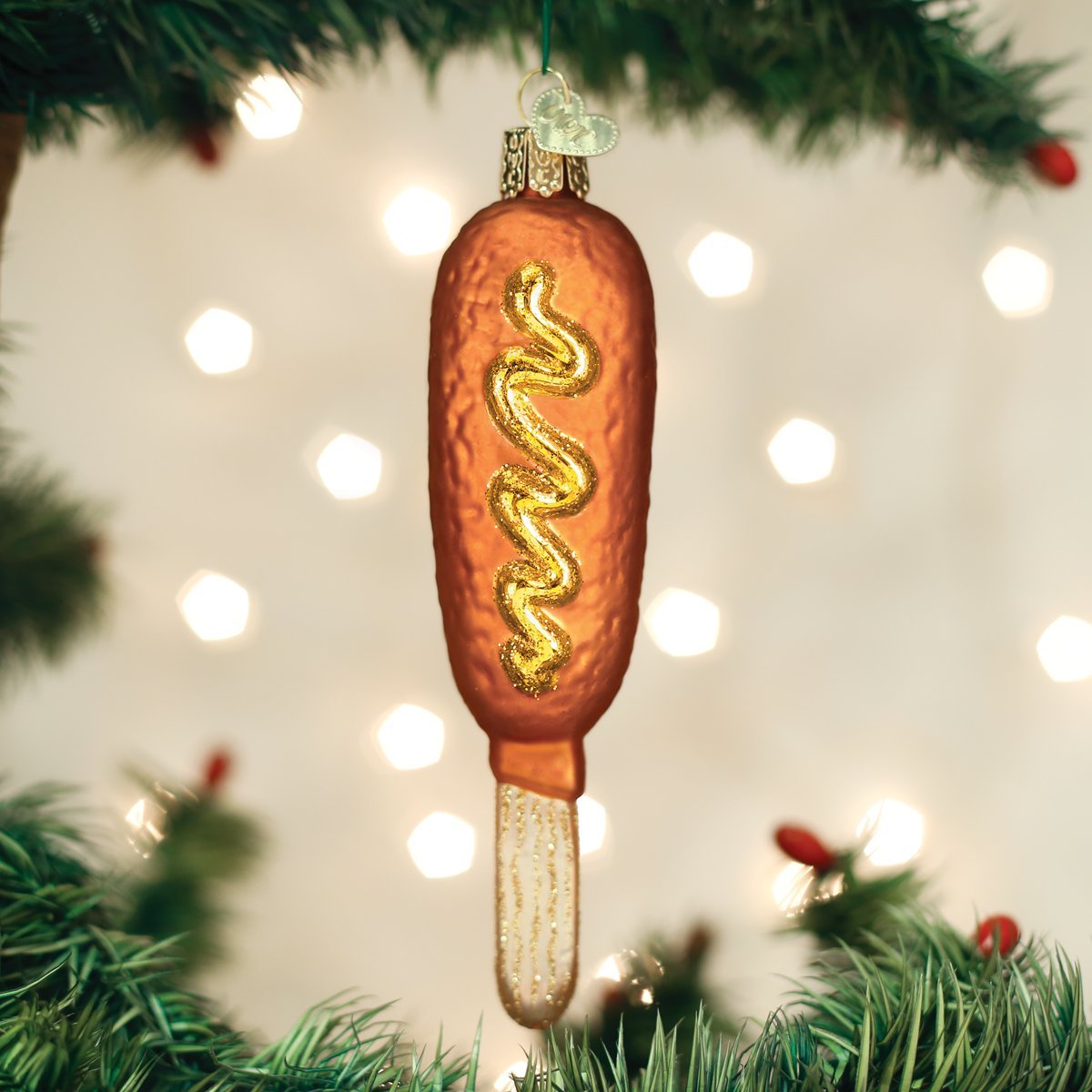 Old World Christmas Corn Dog Ballpark Foods Glass Blown Ornaments for Christmas Tree, 5