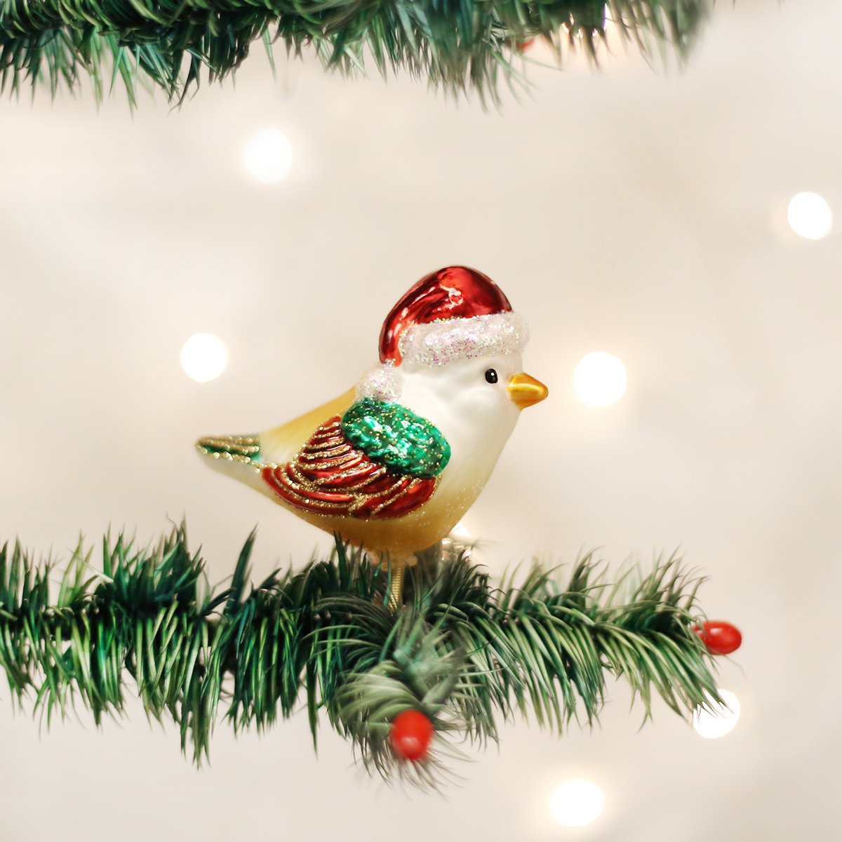 Old World Christmas Ornaments Santa Bird Glass Blown Ornaments for Christmas Tree 3inch