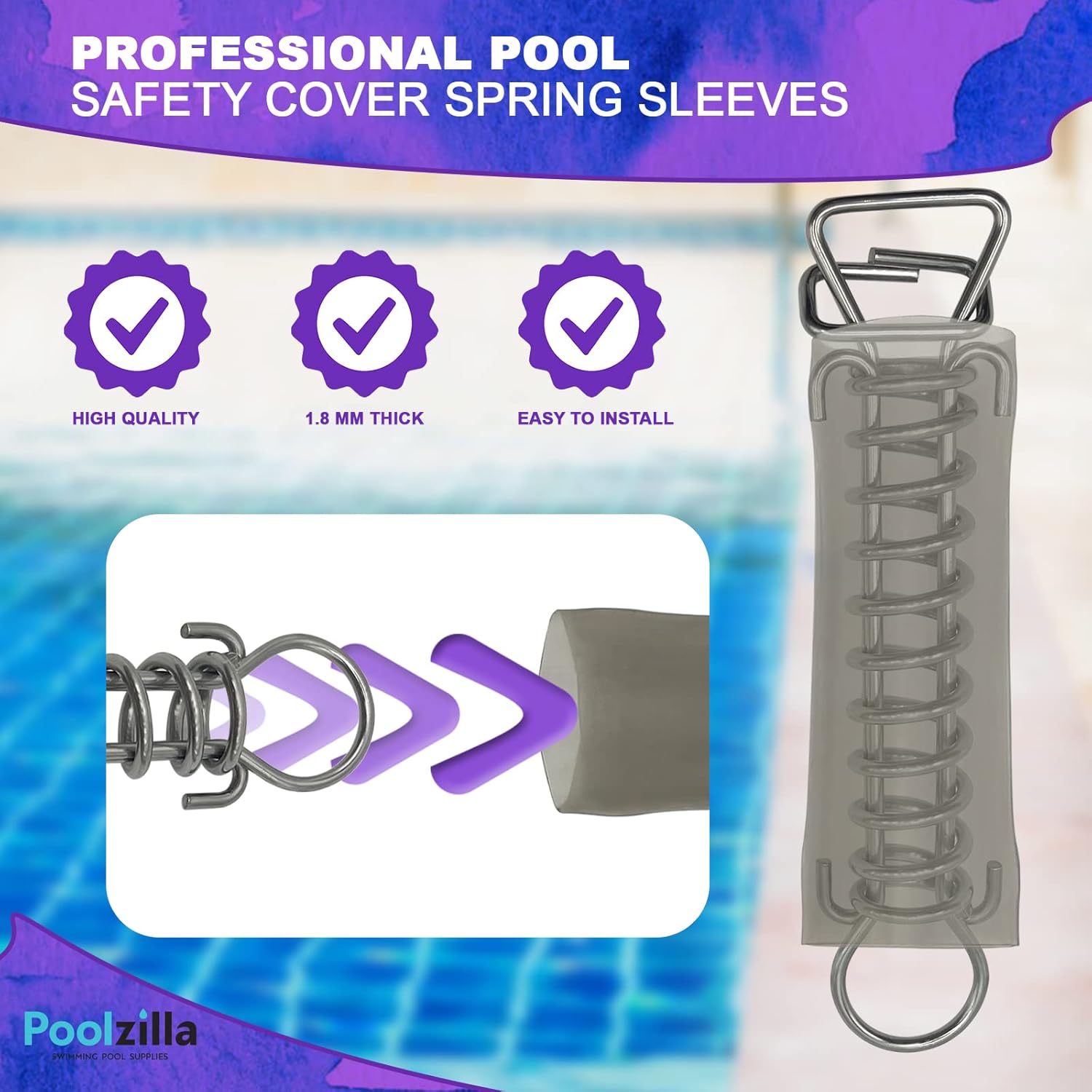 Poolzilla Protective PVC Sleeves for Pool Safety Cover Springs