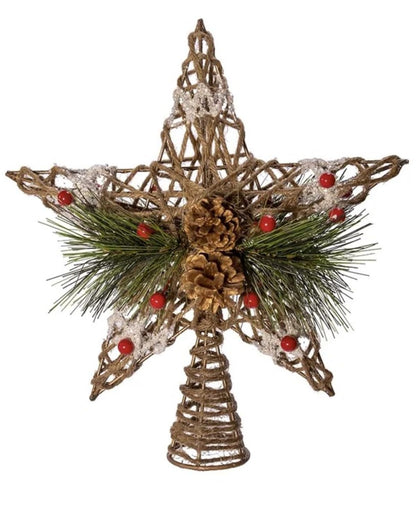 Kurt Adler 11-Inch Natural Star with Pinecones Treetop