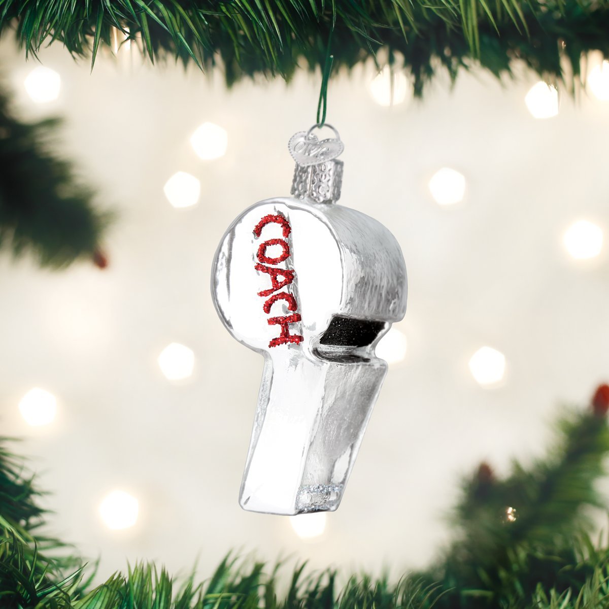 Old World Christmas Coach's Whistle Glass Blown Ornament for Christmas Tree, Handcrafted Holiday Decoration, Sports Collection