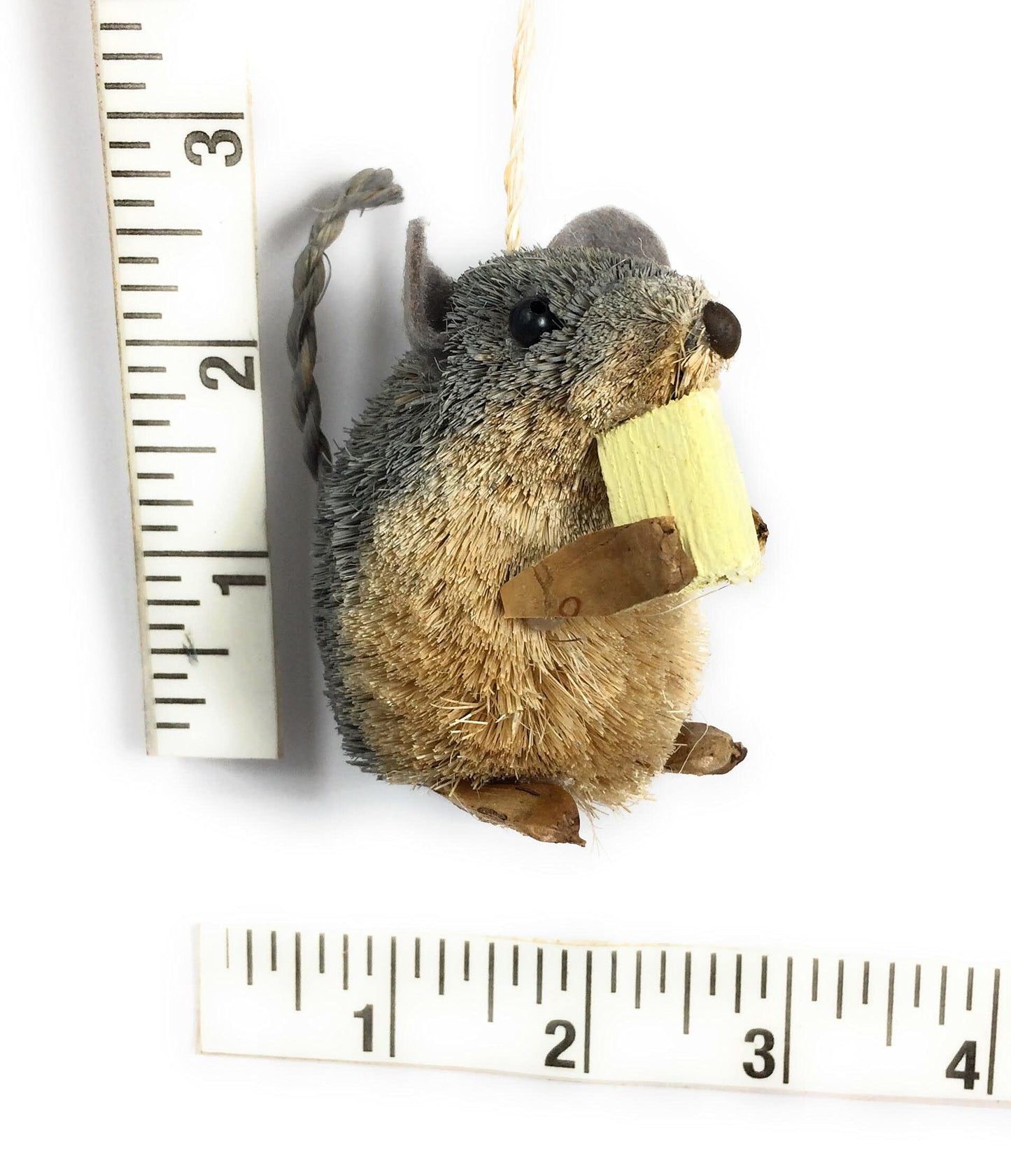 Kurt Adler 2.5-Inch Buri Sitting Mouse with Cheese Christmas Ornaments 2 Assorted