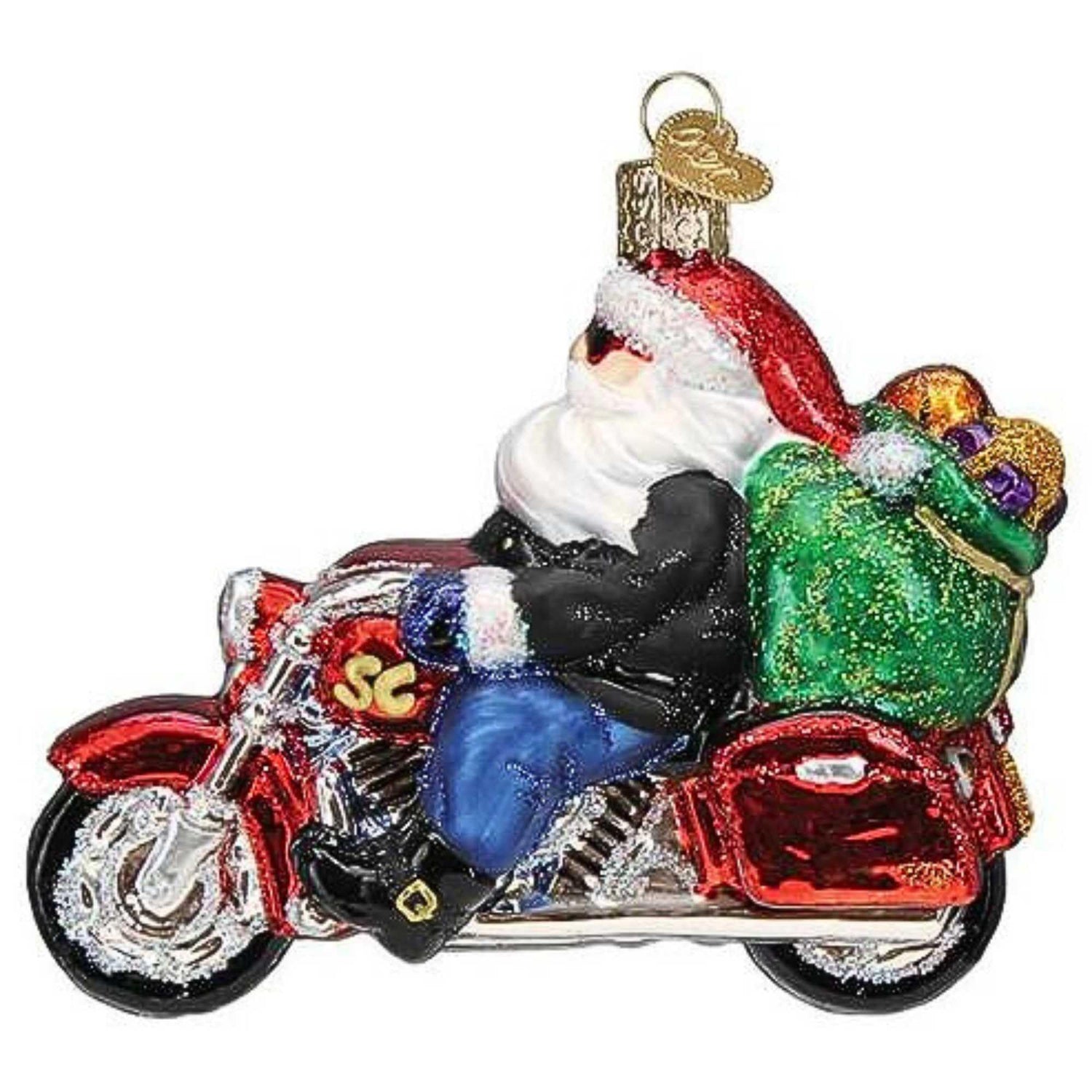Old World Christmas Ornaments Biker Santa Glass Blown Ornaments for Christmas Tree