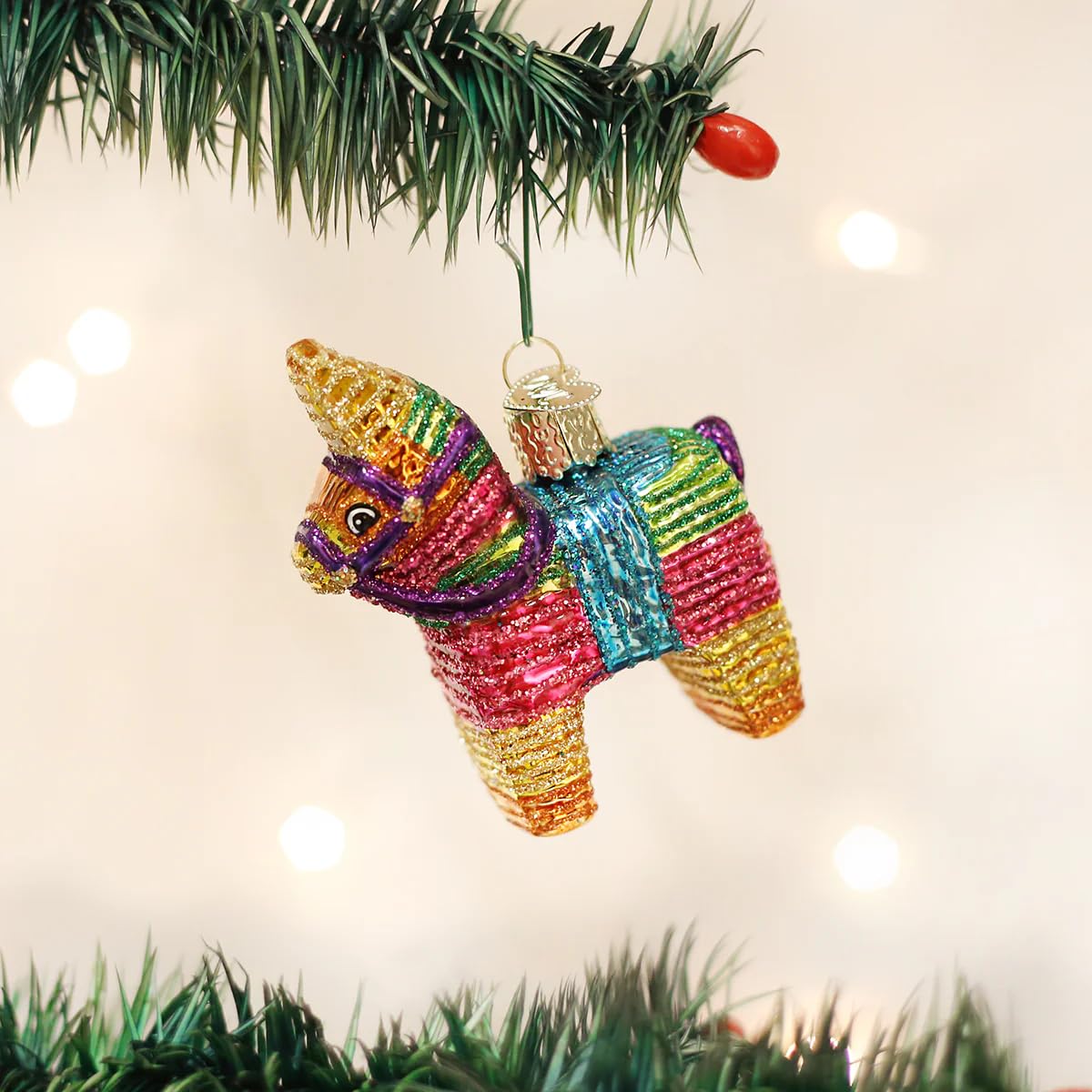 Old World Christmas Piñata Glass Blown Ornament for Christmas Tree, Handcrafted Holiday Decoration, Fiesta Collection