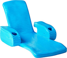 Poolzilla, TRC Deluxe Baja II Foldable Pool Lounger Reclining Chair, Wavy Foam Shell Padding, Bahama Blue