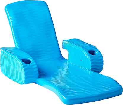 Poolzilla, TRC Deluxe Baja II Foldable Pool Lounger Reclining Chair, Wavy Foam Shell Padding, Bahama Blue