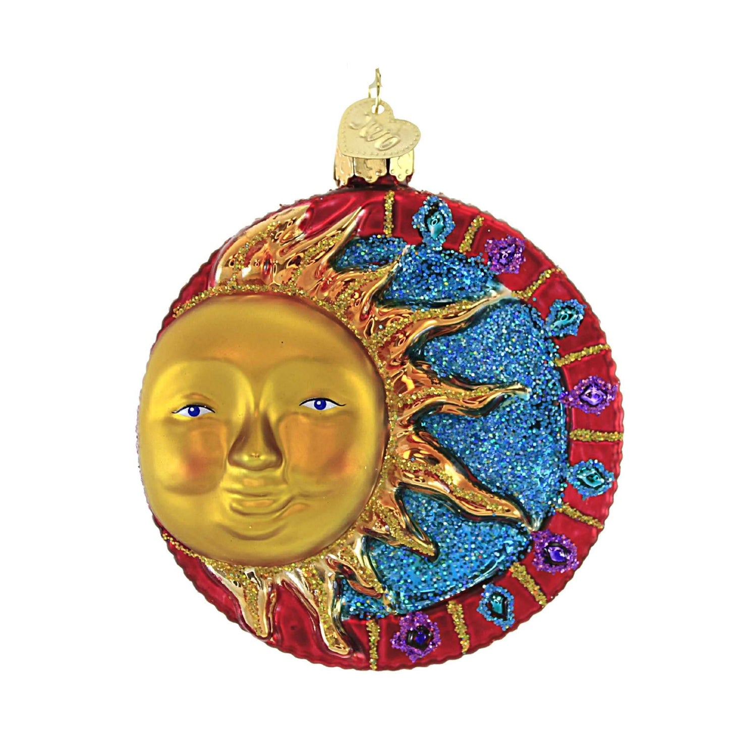 Old World Christmas Jeweled Sun Glass Blown Ornament for Christmas Tree, Handcrafted Holiday Decoration, Outer Space Collection