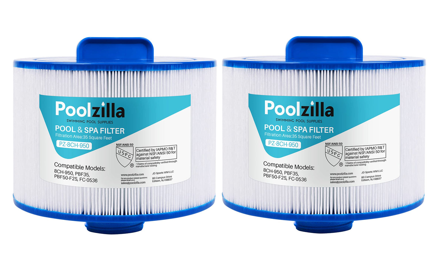 Poolzilla Spa Filter Cartridge, Compatible with Bullfrog, PBF35, PBF50-F2S, Filbur FC-0536, Excel Filters XLS-834, Pure N Clean PC-0536, Aladdin 15052, Baleen AK-90311