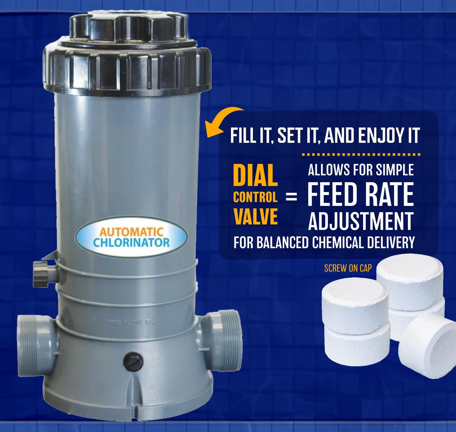 Poolzilla Automatic Chlorinator | for In-ground Swimming Pools | in-line Chlorine Feeder