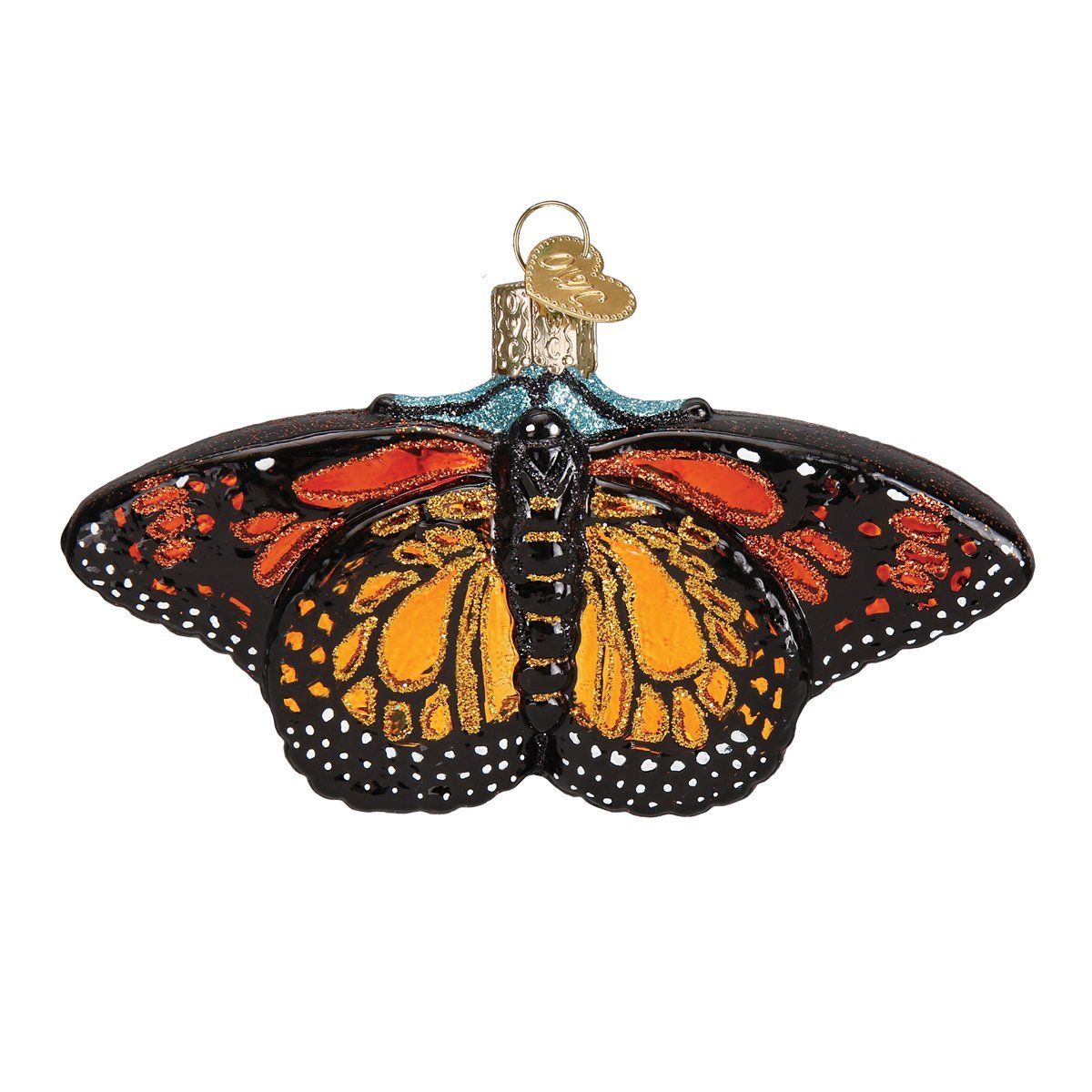 Old World Christmas Monarch Butterfly Glass Blown Ornament for Christmas Tree, Handcrafted Holiday Decoration, Insect Collection