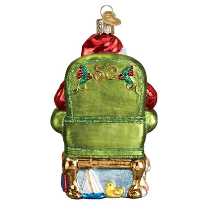 Old World Christmas Santa Checking His List Glass Blown Ornament for Christmas Tree, Handcrafted Holiday Decoration, Santa Collection