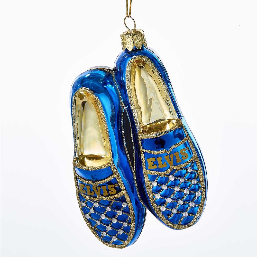 Kurt Adler 5" Elvis Blue Suede Shoes Glass Ornament
