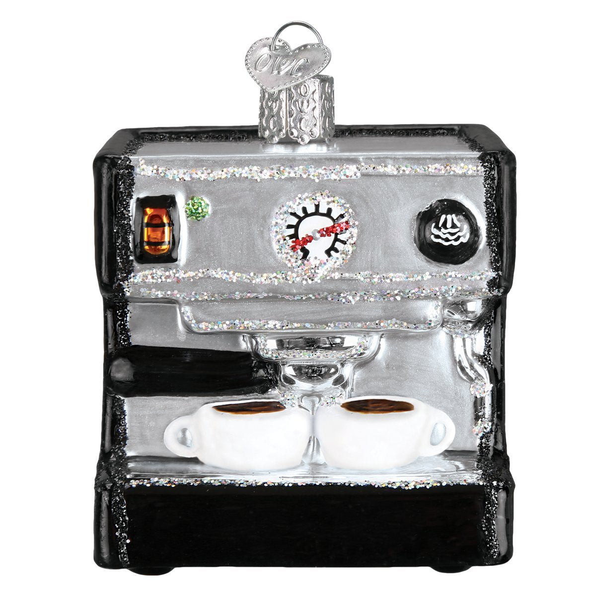 Old World Christmas Espresso Machine Glass Blown Ornament for Christmas Tree, Handcrafted Holiday Decoration, Coffee Collection