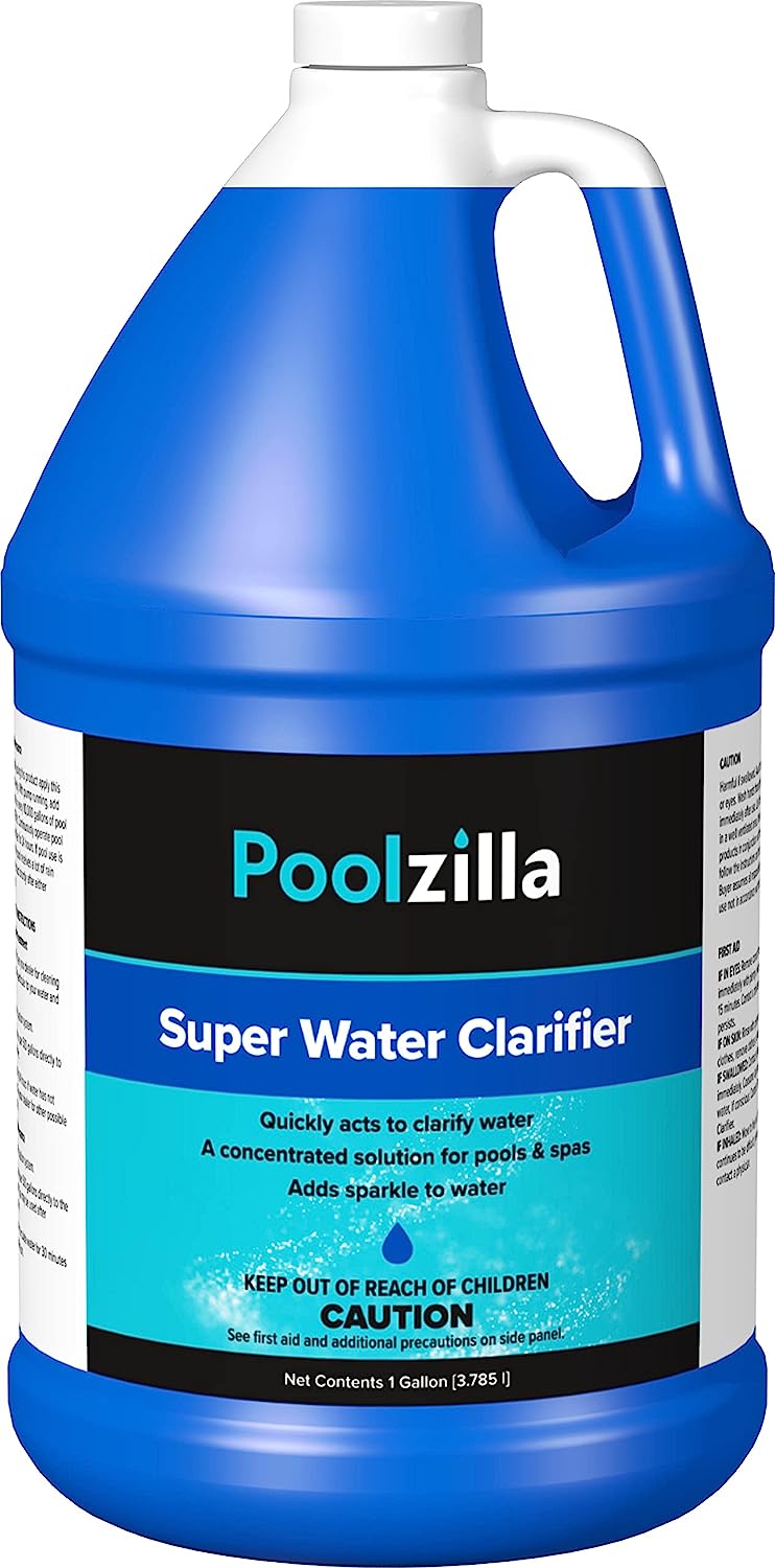 Poolzilla 1 Gallon Bottle of Super Water Clarifier, Concentrated Solution for Pools and Spas, Adds Sparkle
