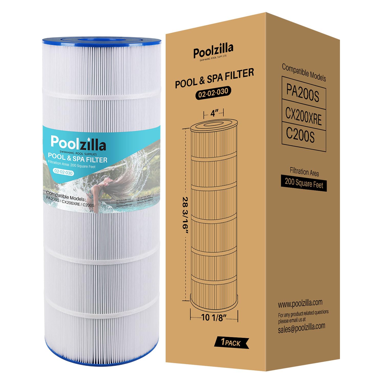 Poolzilla Replacement Pool Filter for PLFPA200S, Hayward CX200-XRE, SwimClear C200S, CS200E, Unicel C-9442, Spa-Daddy SD-01334, PA200S